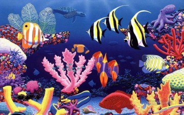fish background kingdom other underwater Oil Paintings